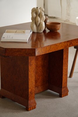 French Art Deco Burl Wood Oval Dining Table, 1930s-MXF-1322953