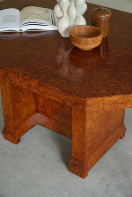 French Art Deco Burl Wood Oval Dining Table, 1930s-MXF-1322953