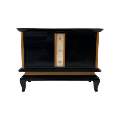 French Art Deco Cabinet in Parchment, Maple and Black Lacquer, 1940s-FF-1194196