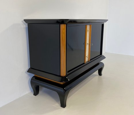 French Art Deco Cabinet in Parchment, Maple and Black Lacquer, 1940s-FF-1194196