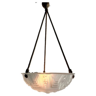 French Art Deco Ceiling Lamp with Glass Shade, 1930s-MJY-2039512