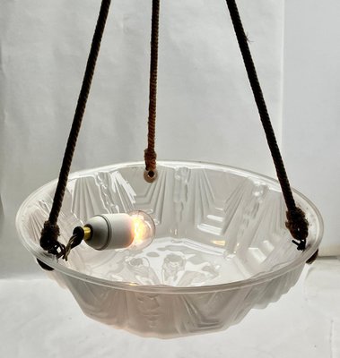 French Art Deco Ceiling Lamp with Glass Shade, 1930s-MJY-2039512