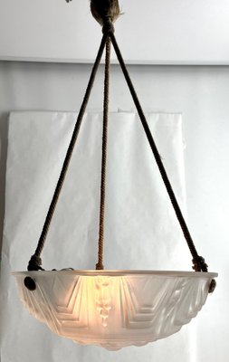 French Art Deco Ceiling Lamp with Glass Shade, 1930s-MJY-2039512