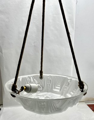 French Art Deco Ceiling Lamp with Glass Shade, 1930s-MJY-2039512