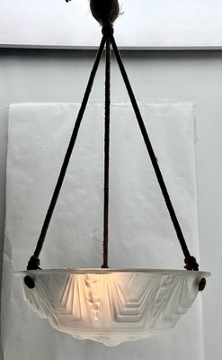 French Art Deco Ceiling Lamp with Glass Shade, 1930s-MJY-2039512