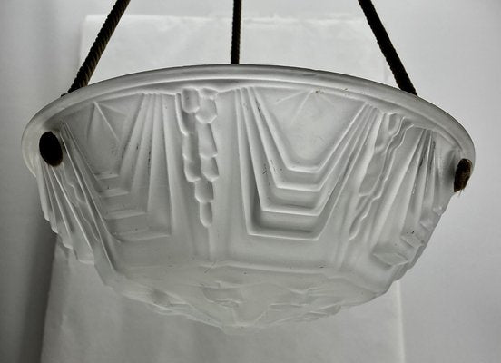 French Art Deco Ceiling Lamp with Glass Shade, 1930s-MJY-2039512