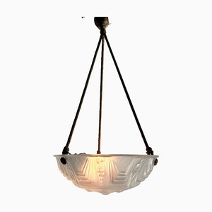 French Art Deco Ceiling Lamp with Glass Shade, 1930s-MJY-2039512