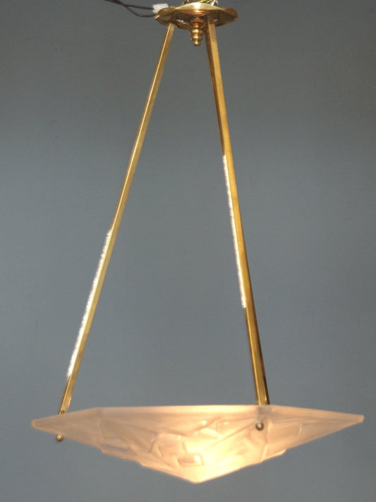 French Art Deco Ceiling Light from Verrerie Dart Degué, 1930s