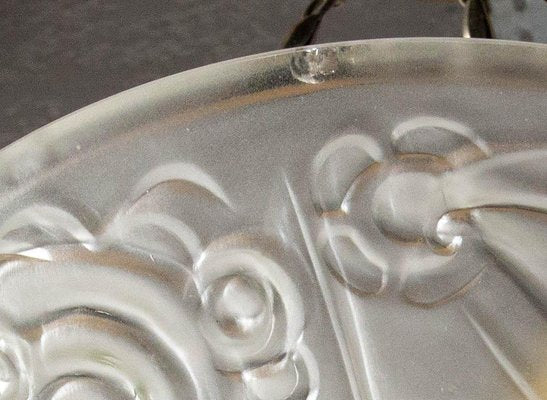 French Art Deco Ceiling Light in Glass & Aluminium, 1930s-RIU-1796091