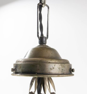 French Art Deco Ceiling Light in Glass & Aluminium, 1930s-RIU-1796091