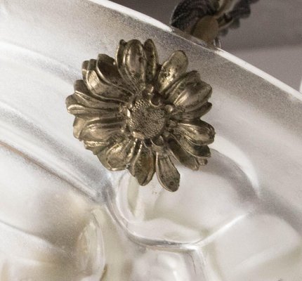 French Art Deco Ceiling Light in Glass & Aluminium, 1930s-RIU-1796091