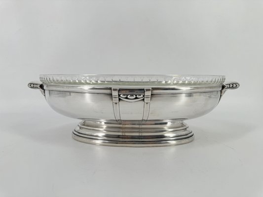 French Art Deco Centerpiece in Silver-Plating & Glass, 1915-OL-1769679