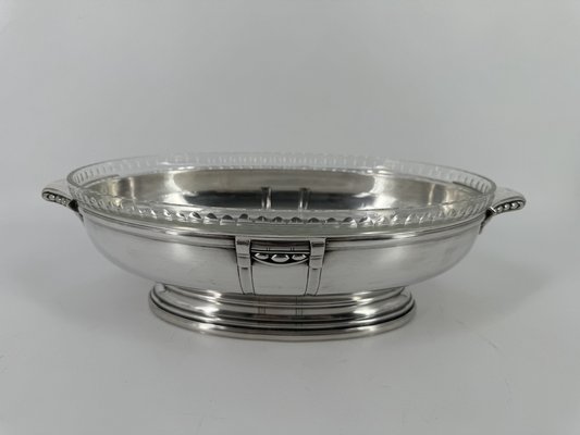 French Art Deco Centerpiece in Silver-Plating & Glass, 1915-OL-1769679