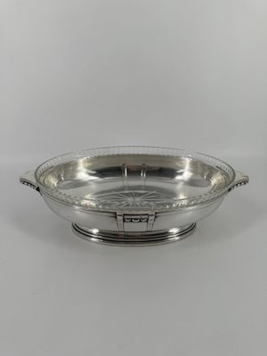 French Art Deco Centerpiece in Silver-Plating & Glass, 1915-OL-1769679