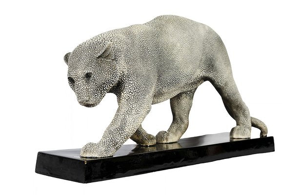 French Art Deco Ceramic Panther Sculpture by G.Beauvais for Edition Kaza, 1930s-ZVH-1800356