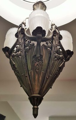 French Art Deco Chandelier, 1920s-POM-589389