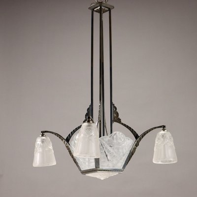 French Art Deco Chandelier in Glass-VMM-2033303