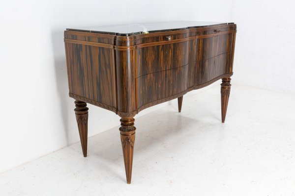 French Art Deco Chest of Drawers with Marble Top and Pull Tab, 1920-RIU-1285344