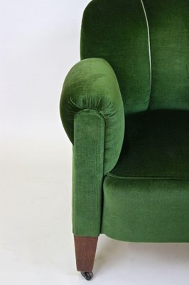 French Art Deco Club Chair in Green Velvet, 1940-TQA-1419286