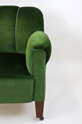 French Art Deco Club Chair in Green Velvet, 1940-TQA-1419286