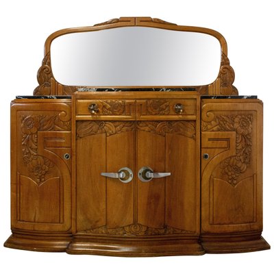 French Art Deco Credenza with Marble Top, 1930s-RIU-723125