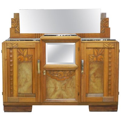 French Art Deco Credenza with Marble Top, 1930s-RIU-723125