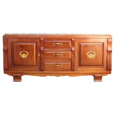 French Art Deco Credenza with Marble Top, 1930s-RIU-723125