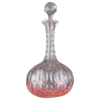 French Art Deco Crystal Carafe with Olive Cut Pattern, 1920s-KEG-1086498