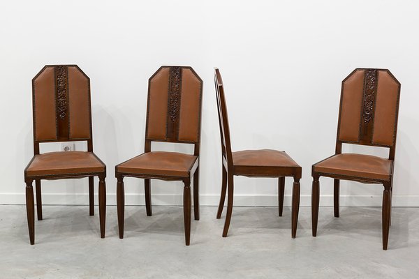 French Art Deco Dining Chairs, 1940s, Set of 4-UJE-666049