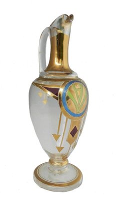 French Art Deco Enameled Glass Ewer Small Pitcher Jug, 1930s-ARU-625968