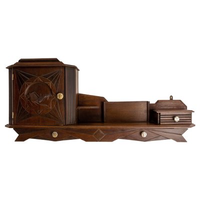 French Art Deco Entry Shelf with Cabinet & Drawers in Swiss Alp style, 1930s-RIU-1373771