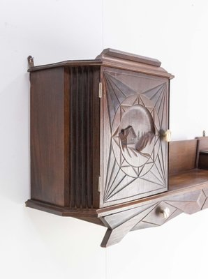 French Art Deco Entry Shelf with Cabinet & Drawers in Swiss Alp style, 1930s-RIU-1373771