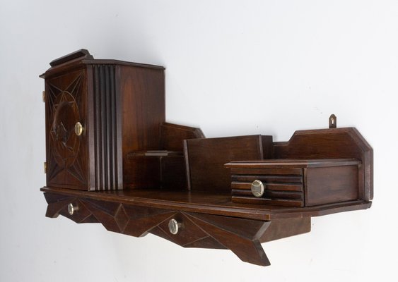 French Art Deco Entry Shelf with Cabinet & Drawers in Swiss Alp style, 1930s-RIU-1373771