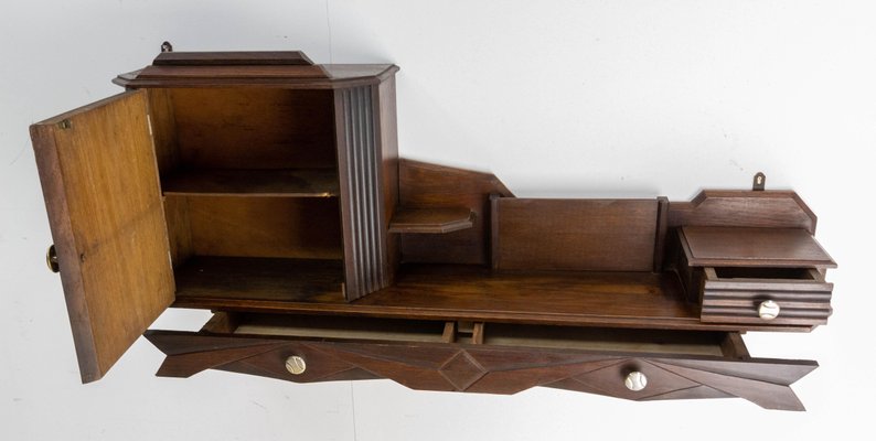 French Art Deco Entry Shelf with Cabinet & Drawers in Swiss Alp style, 1930s-RIU-1373771