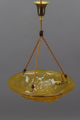 French Art Deco Frosted Amber Colored Pendant Light from ROS, 1930s-KEG-1134807