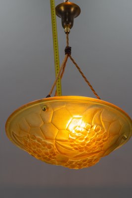 French Art Deco Frosted Amber Colored Pendant Light from ROS, 1930s-KEG-1134807