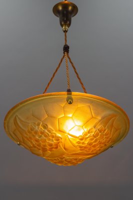 French Art Deco Frosted Amber Colored Pendant Light from ROS, 1930s-KEG-1134807