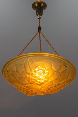 French Art Deco Frosted Amber Colored Pendant Light from ROS, 1930s-KEG-1134807