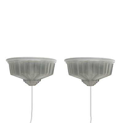 French Art Deco Frosted Glass Sconces, 1930s, Set of 2-NUX-1770590