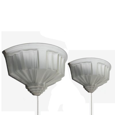 French Art Deco Frosted Glass Sconces, 1930s, Set of 2-NUX-1770590