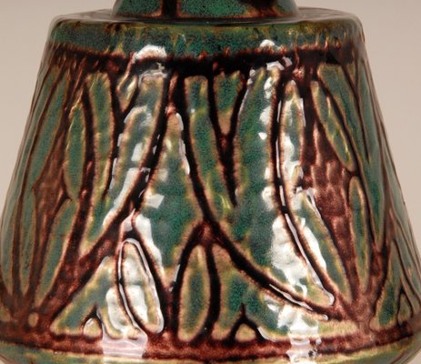 French Art Deco Geometric Table Lamps in Enamel on Copper by Camille Faure, 18th Century, Set of 2-GOE-1033418