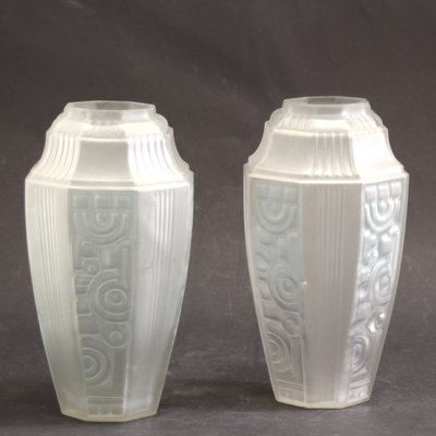 French Art Deco Geometric Vases from Etaleune, 1930s, Set of 2-SY-1065278