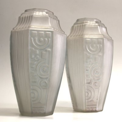 French Art Deco Geometric Vases from Etaleune, 1930s, Set of 2-SY-1065278