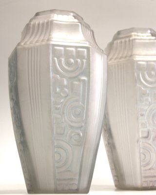 French Art Deco Geometric Vases from Etaleune, 1930s, Set of 2-SY-1065278