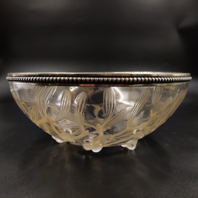 French Art Deco Glass Bowl with Mistletoe Motif by Lalique, 1920s-SAK-1794329