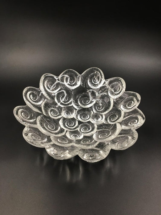 French Art Deco Glass Bowl with Shells and Fossil Motif, 1930s