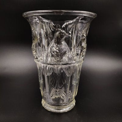 French Art Deco Glass Vase with Cockatoo Motif by Verlux, 1930s-SAK-1794291