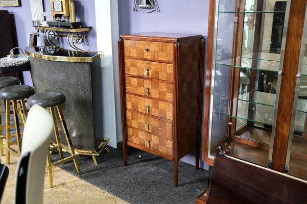 French Art Deco High Chest of Drawers with Six Drawers, 1920s-CXC-1820572