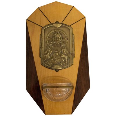 French Art Deco Holy Water Font with Jesus Christ Sacred Heart, 1920s-RIU-751443