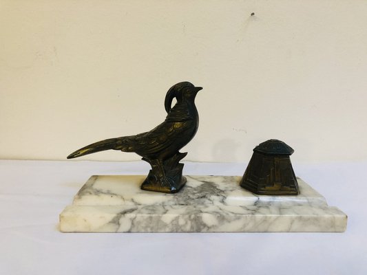 French Art Deco Inkwell With Marble Base, 1920s-RZY-1259465